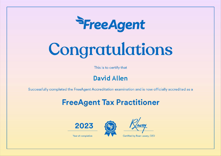 FreeAgent Tax Practitioner accreditation certificate