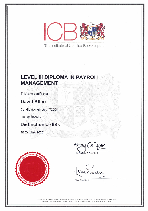 ICB Level 3 Diploma in Payroll Management